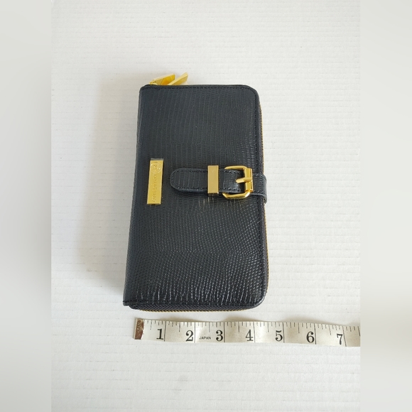 Joy Mangano Womens Leather Double Zipper Wallet Large Black - Picture 13 of 13